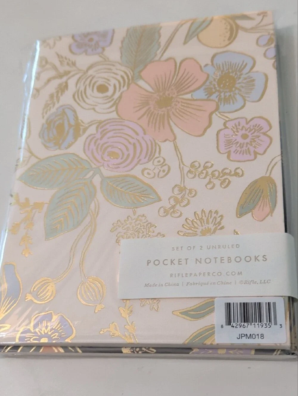 Rifle Paper Co. Black Floral Notebook Set with Pink, Purple and Gold Foil